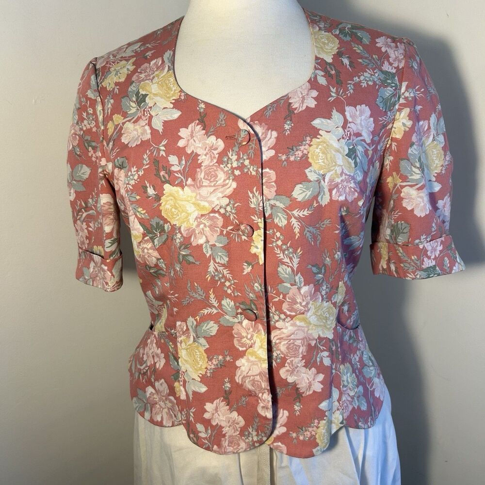 Vintage Prarie LAURA ASHLEY Shirt Blouse Cotton Floral Great Britain Cottage